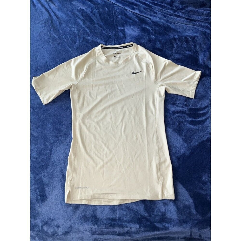 Nike Men's Pro‎ Compression Short Sleeve Shirt CJ0965-783 Sz Medium Beige